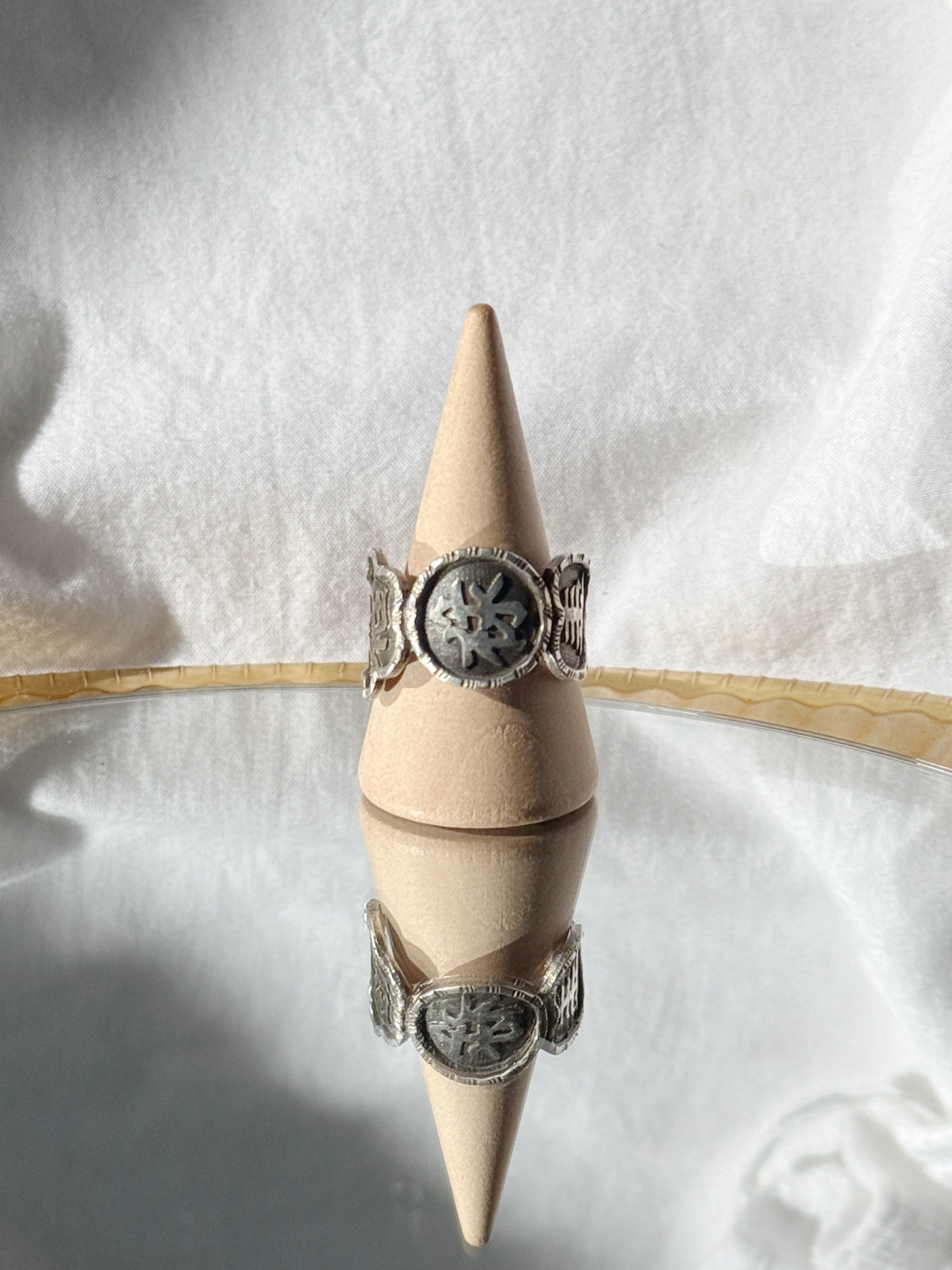 Fantasy Forge Jewelry Bohemian Spoon Ring - Stainless Steel Adjustable Band - Silver - Sizes 7-11